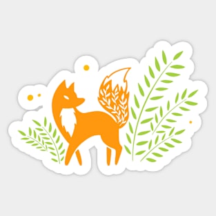 Whimsical Foxes and Mushroom Meadow Sticker